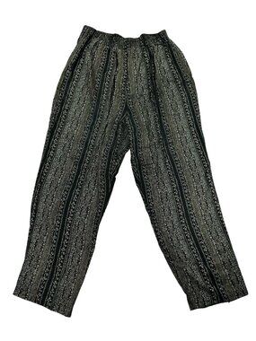 Vintage Briggs New York Black Floral Pull On Pants Size XL Boho Classic Flawed